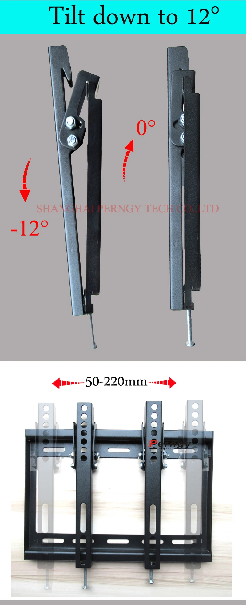 PTB-J100S 1"-42" 2" межгранно формованный металлический 30 кг vesa 200x200 ЖК-телевизор настенный светодиодный кронштейн наклон 15