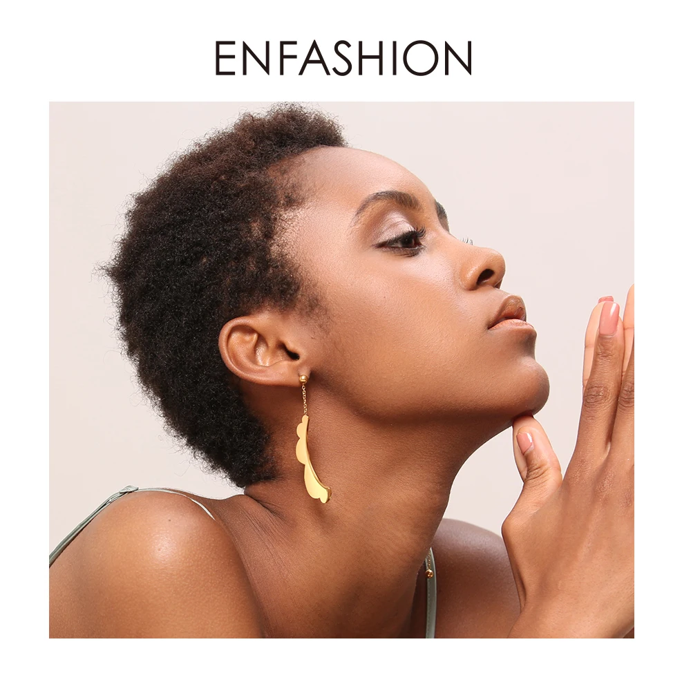 Enfashion асимметричные серьги для женщин, длинные серьги золотого цвета, асимметричные серьги, массивные серьги, модное ювелирное изделие EB181066
