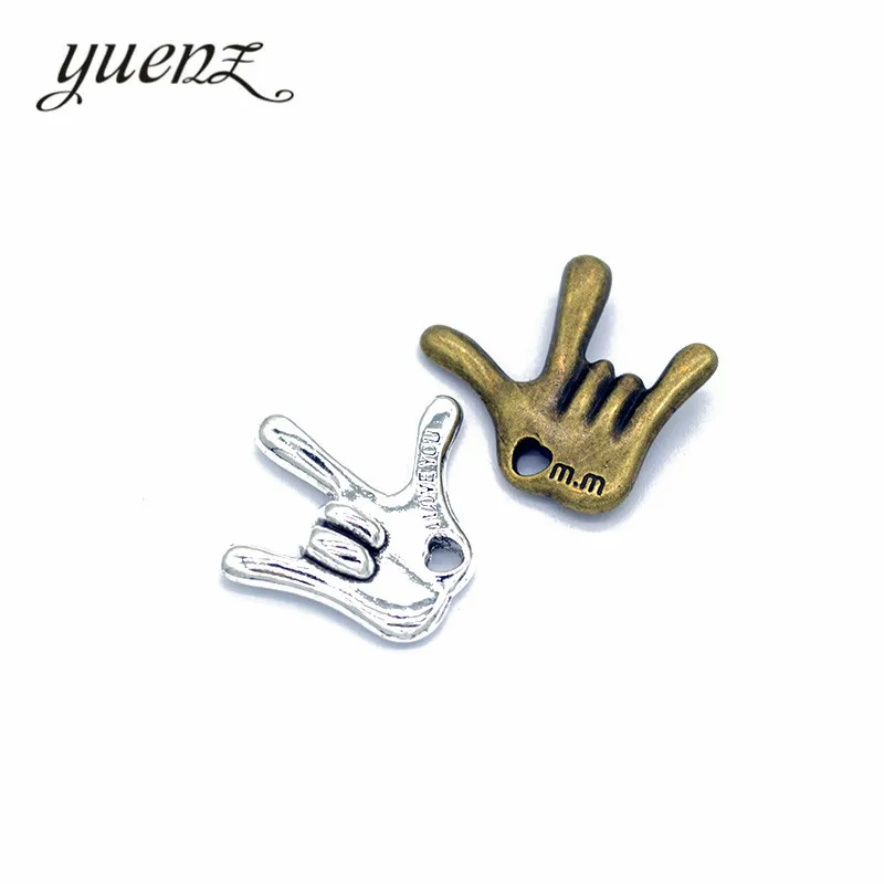 

YuenZ 4pcs I Love You Charms Antique Silver color Hand Pendant For Jewelry Making Necklace Handmade Crafts 29*25mm I166