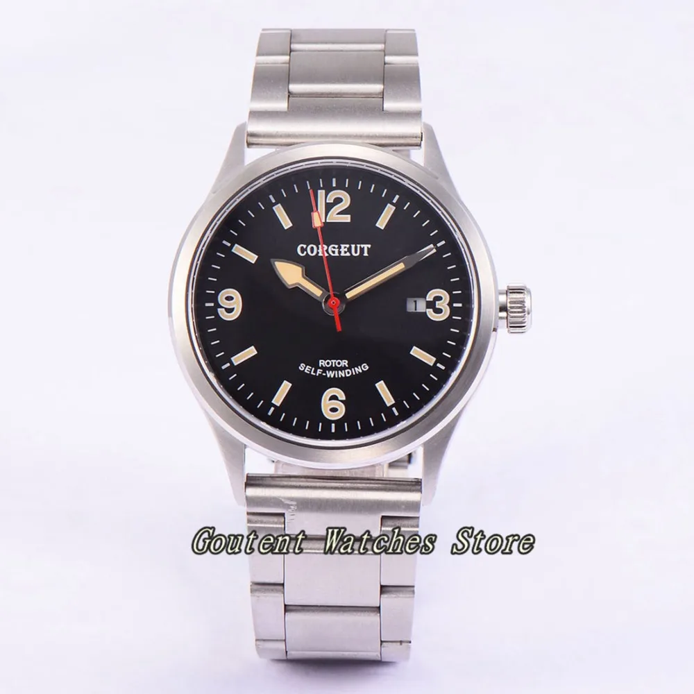 41 мм Corgeut Дата сапфировое стекло автоматические двигаться Для мужчин t мужские
