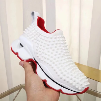 white GCYFWJ Rivet Sneakers Woman Red Sneakers Spring Autumn Flats Non-slip Breathable Casuals Couple Shoes Zapatillas Rojas Mujer - Цвет: white
