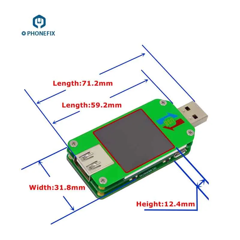 PHONEFIX UM24 UM24C USB 2,0 цветной ЖК-дисплей тестер напряжения тока Вольтметр заряда батареи измерения сопротивления кабеля