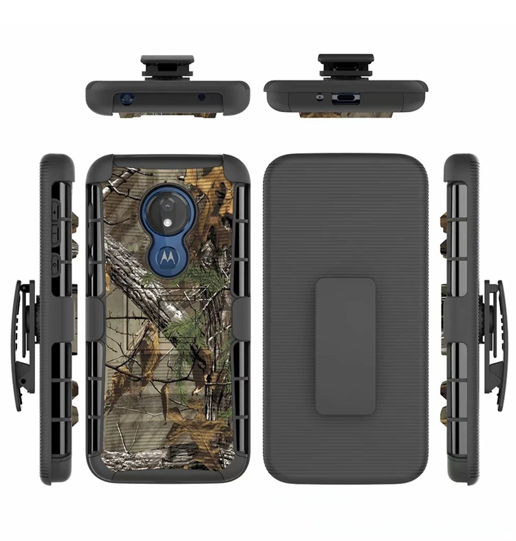 Для Motorola MOTO G7 power G7 power Американская версия Hybrid Heavy Duty 3 в 1 военный Камуфляжный Жесткий противоударный Чехол Зажим для ремня подставка чехол