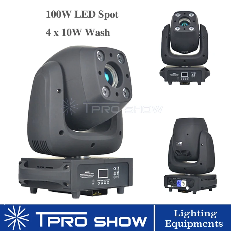 2 шт. Moving Head Spot 100 Вт светодиодный Lyre Wash 4x10 Gobo изменение цвета 2в1 сценический