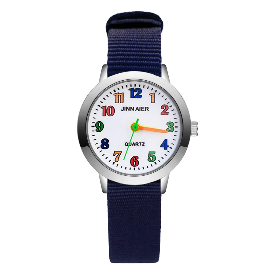 

Cartoon Colorful Arabic Numerals Style Children's Watches Kids Student Girls Boys Quartz Nylon strap Wrist Watch Clock JA121