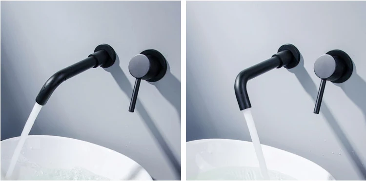 MOIIO Oil Rubbled Black Bathroom Faucet Single Handle Wall Mouned Water Mixer Tap Hot and Cold Sink Rotation Spout Crane | Обустройство