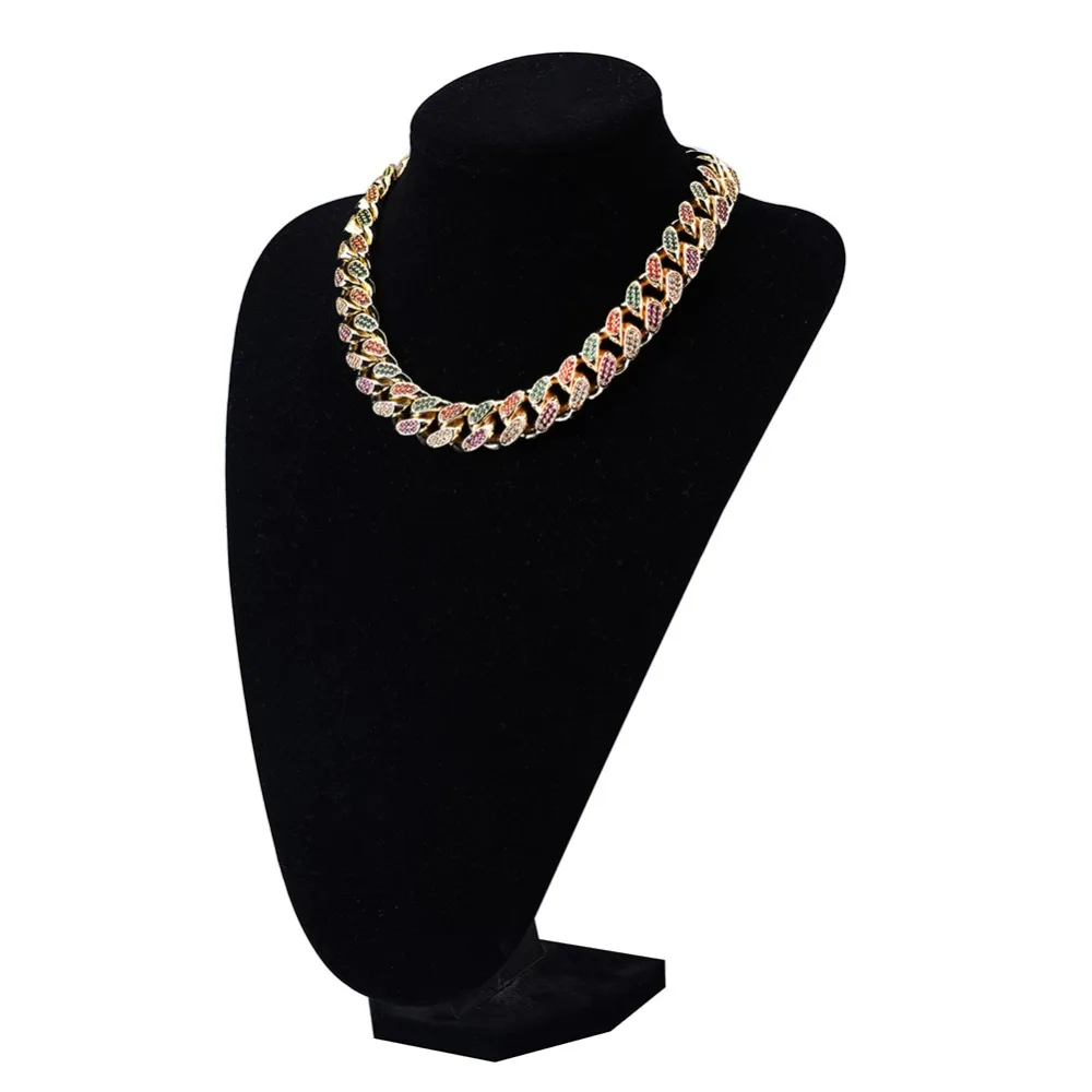 18 мм ширина 4 цвета персонализированные мужские кубинские цепи ожерелье Iced Out Bling AAA+ CZ камни хип хоп Золото Серебро Цвет цепи ювелирные изделия