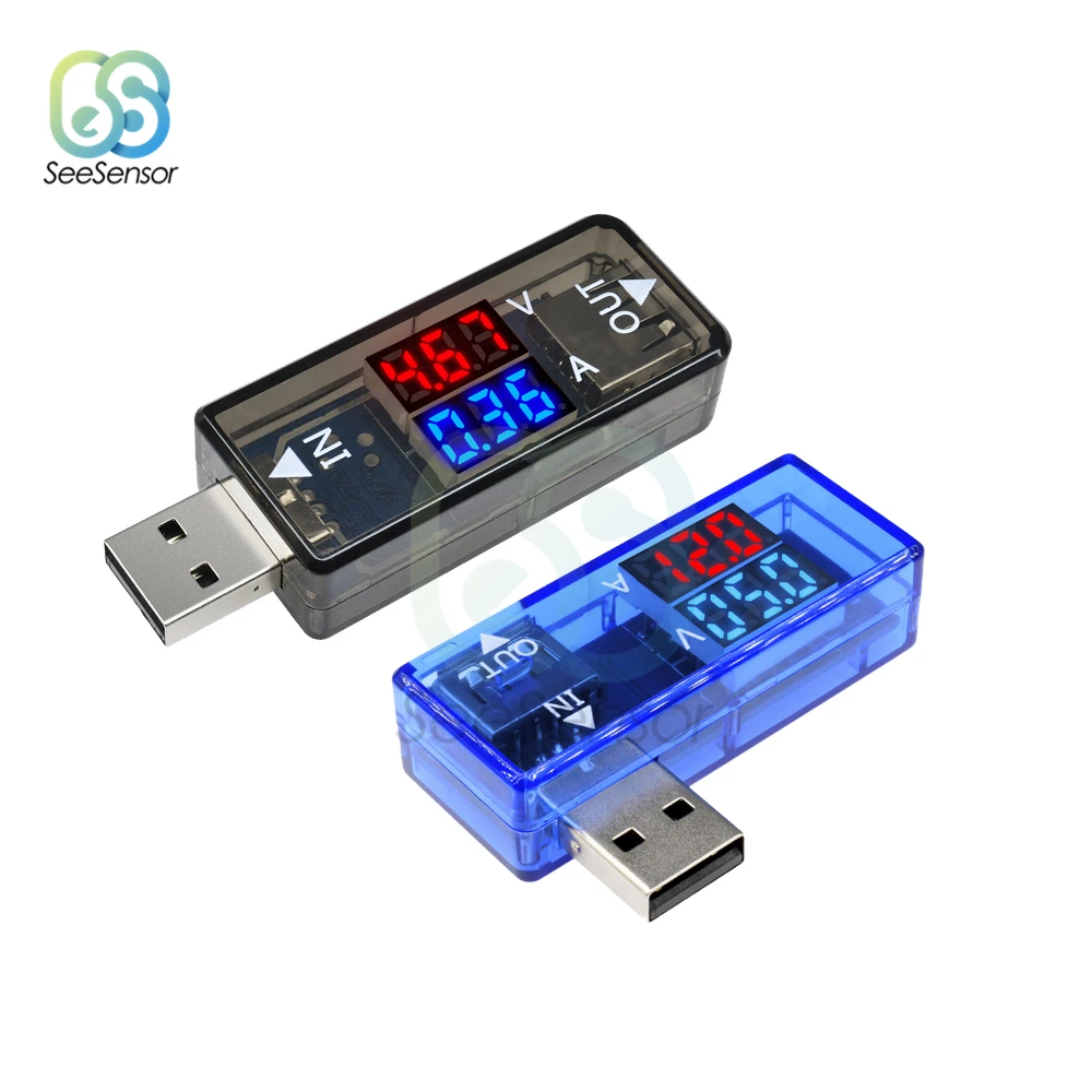 

USB-тестер с двойным цифровым дисплеем, мобильный измеритель напряжения и силы тока для зарядки, USB-зарядное устройство, доктор, вольтметр, ам...