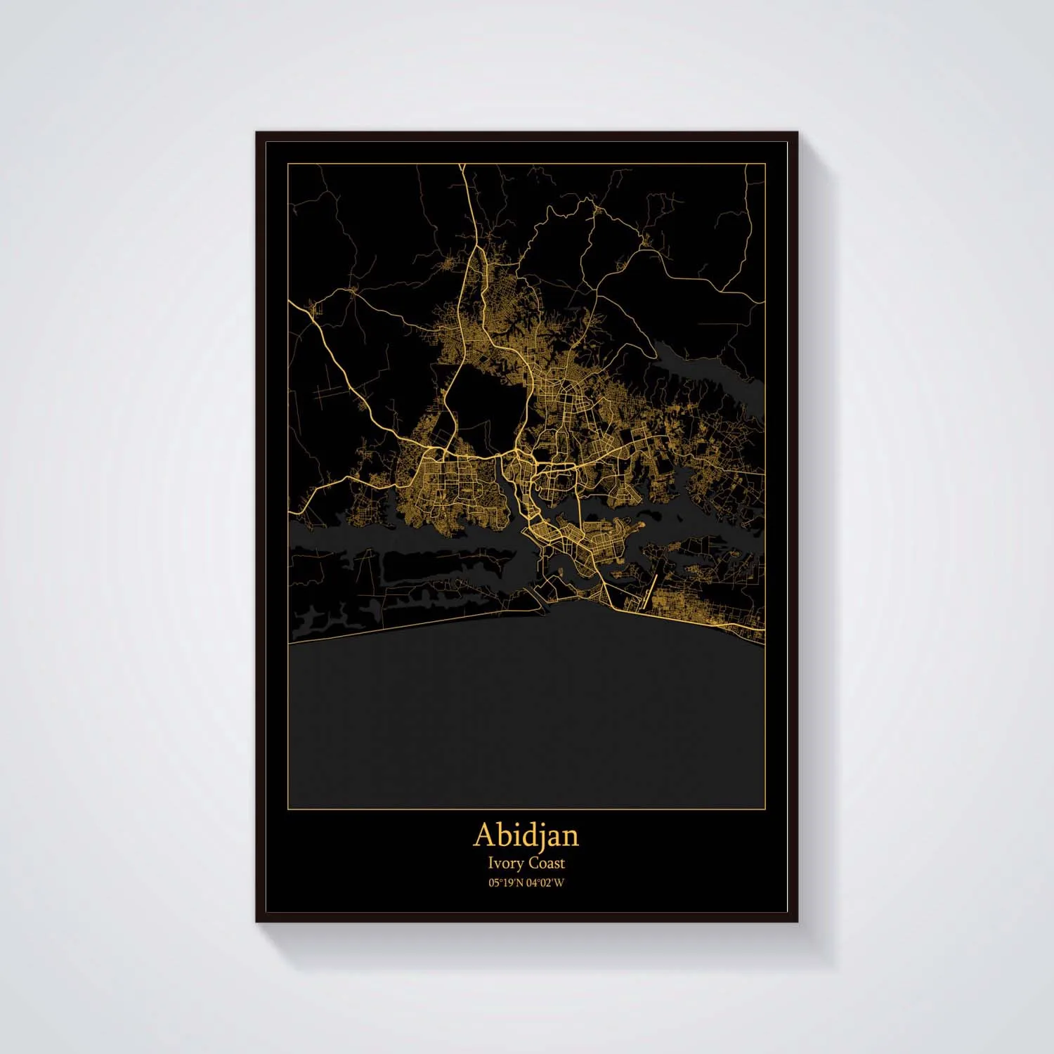 Abidjan Ivory Coast Cote d'Ivoire Map Poster | Дом и сад