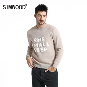 Мужской свитер в рубчик SIMWOOD, модный пуловер с вырезом под горло, теплое повседневное трикотажное изделие с надписью, модель 180620 большого размера на зиму, 2019