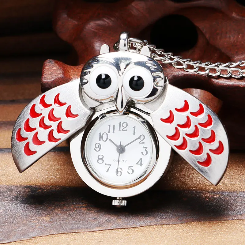 

Cute Owl Shape Design Quartz Pendant Pocket Watch With Necklace Chain Best Gift For Children Girls
