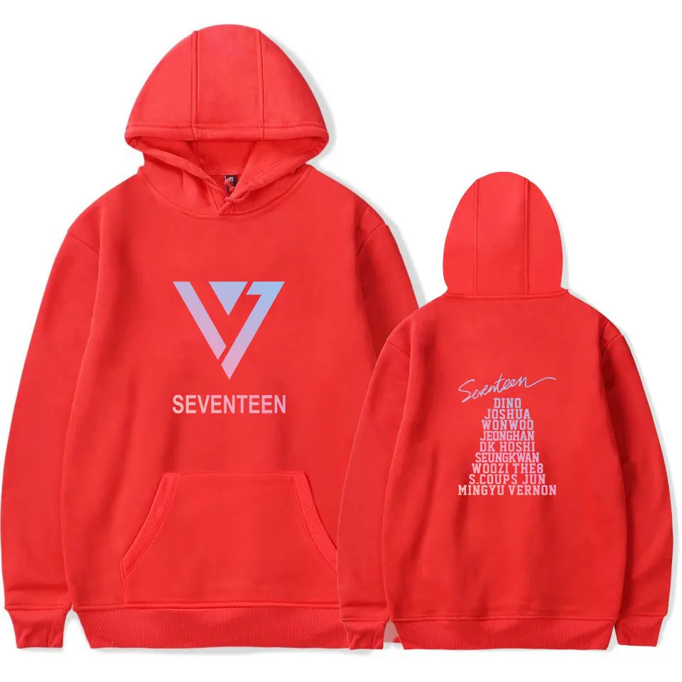 

SEVENTEEN Hoodies Fleece Pullover Printed Long Sleeve Sweatshirts Oversized Casual Hip Hop Streetwear Hoodies SEVENTEEN
