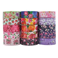 1 25 mm 5 yards quality printed rose flowers grosgrain ribbon diy handmade materials sofa bed home textile decoration