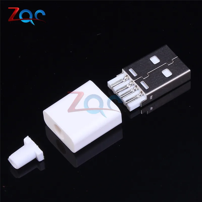 10 шт. Мужской USB разъем комплект 5P 5pin USB 2,0 штекер тип А DIY компоненты Белый w/пластиковая крышка