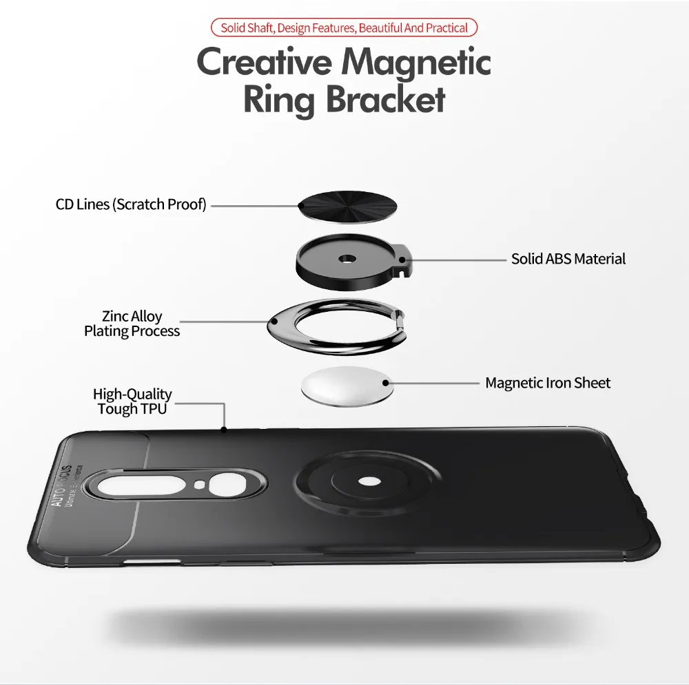 UTOPER Cases For Oneplus 6T Case Ring Magnetic Cover 6 One plus plus6T Coque Fundas Etui |