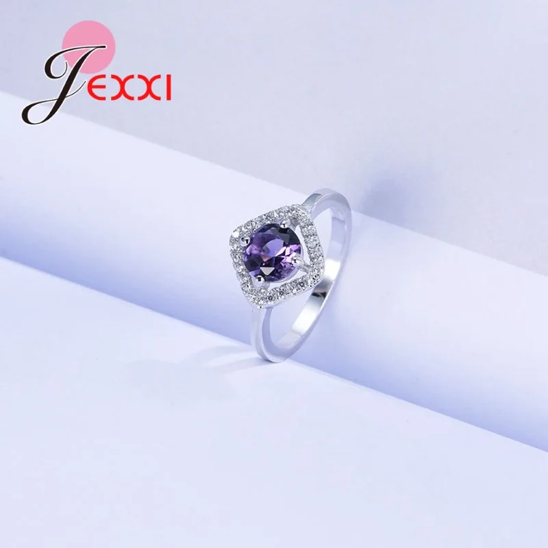 Brand New Stamped Silver Rings For Women Simple Cubic Zircon Wedding Engagement Ring Jewelry 5Colors | Украшения и аксессуары