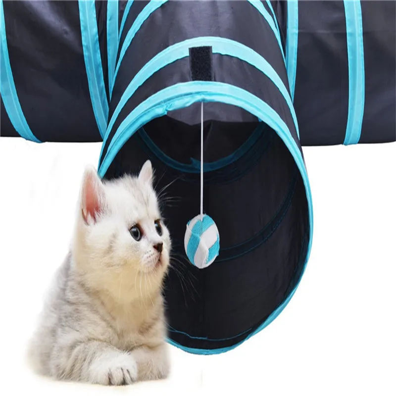 Новые Pet Туннель Cat Складная 3 Отверстия Пэт Играть В Игрушки Тоннеля С мяч Весело