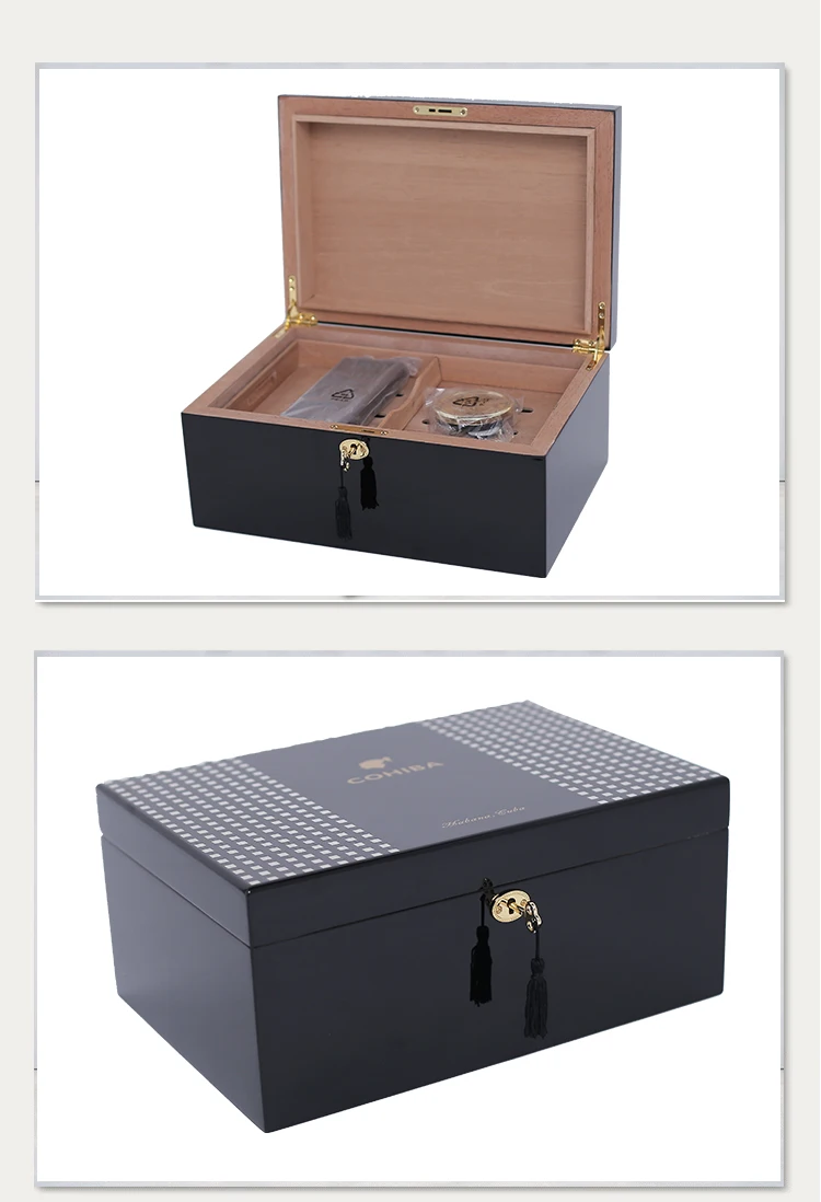 COHIBA MirageBlack сигар специального обслуживания хьюмидор с увлажнением и гигрометр