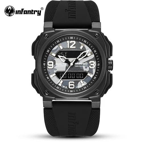 Black Camo Мужские Цифровые кварцевые часы в Военном Стиле, мужские часы от ведущего бренда класса люкс, водонепроницаемые армейские спортивные тактические часы Relogio Masculino - Цвет: Black Camo