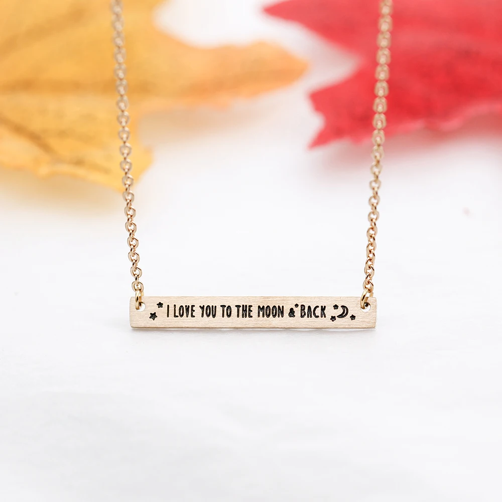 Изящное выгравированное вдохновляющее Ожерелье I LOVE YOU TO THE MOON AND BACK из нержавеющей