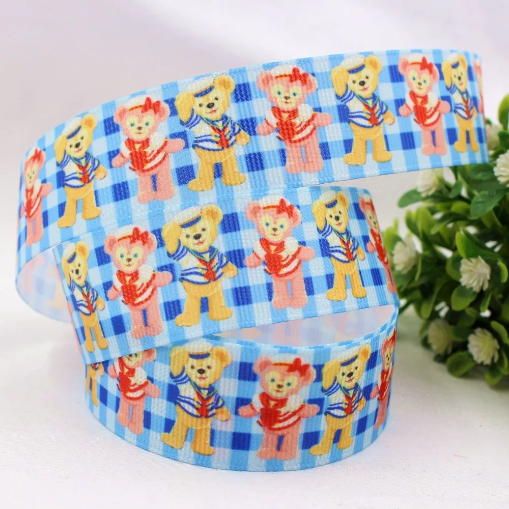 YJHSMY 22 мм Радужный медведь напечатанный grosgrain лента, аксессуары для одежды, Свадебная лента для подарочной упаковки, MD52013