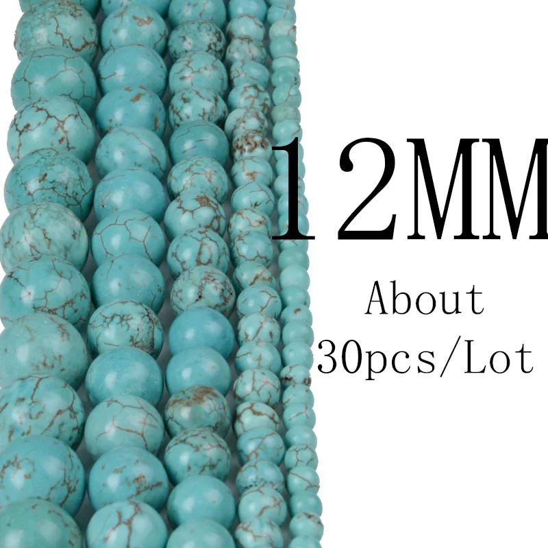 Blue 12mm 4 6 8 10 12 мм натуральный белый и зеленый Хаулит Камень бусины для браслета ожерелье DIY ювелирных изделий - Цвет: Blue 12mm