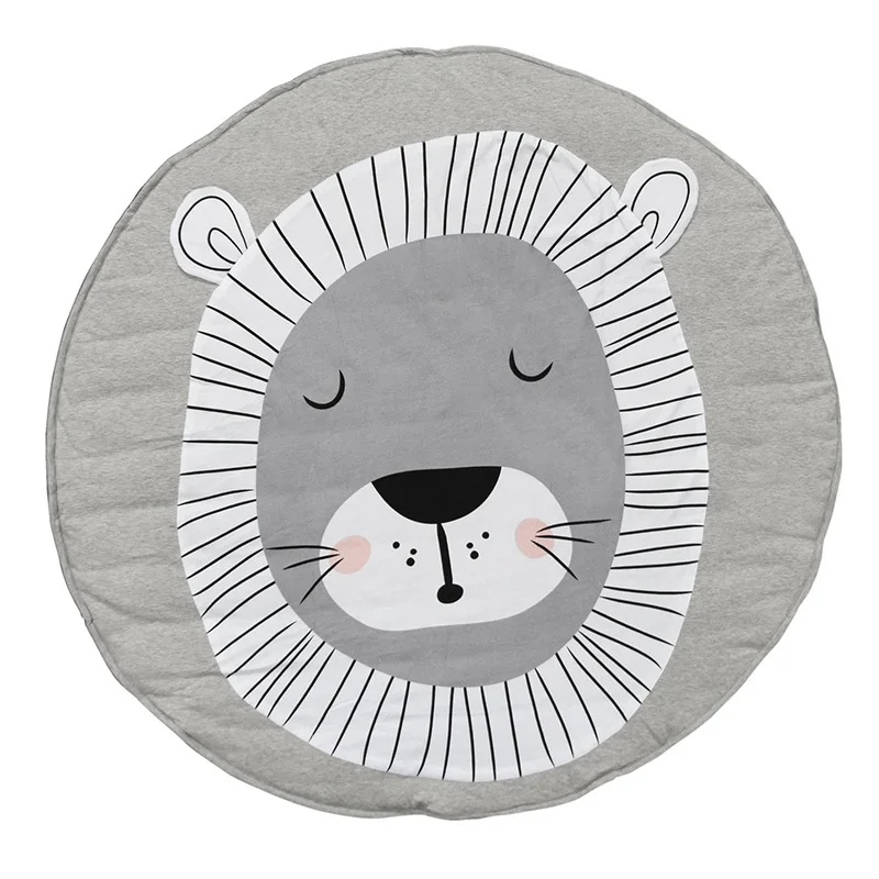 lion Детские игровые коврики для ползания, ковровое одеяло, хлопковый коврик, Круглый напольный коврик, детский игровой коврик для занятий в тренажерном зале, подарки для новорожденных, малышей - Цвет: lion