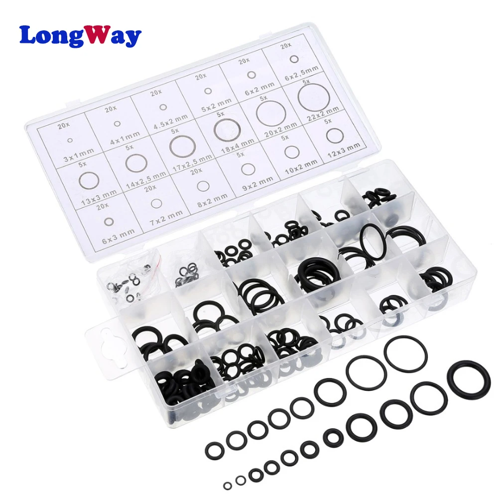 

225pcs O ring Gascket set rubber O-ring NBR washer seals waterproof seals assortment 8 sizes plastic box kit set