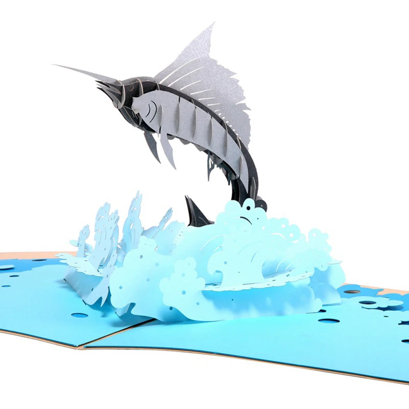 3D лазерная вырезка ручной работы вылезание из моря морские рыбки бумажные