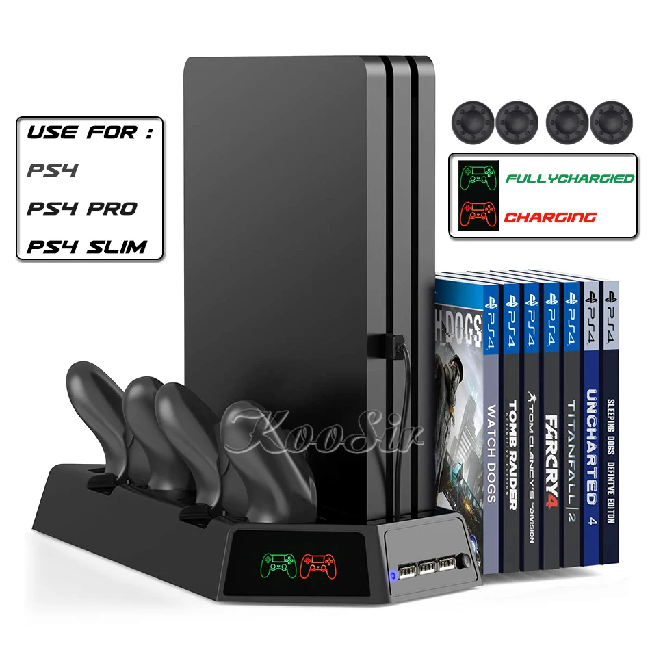 PS4/Slim/Pro вертикальный охлаждающий вентилятор подставка Play Station 4 14 держатель для CD дисков кронштейн PS 4 PRO контроллер зарядная док-станция