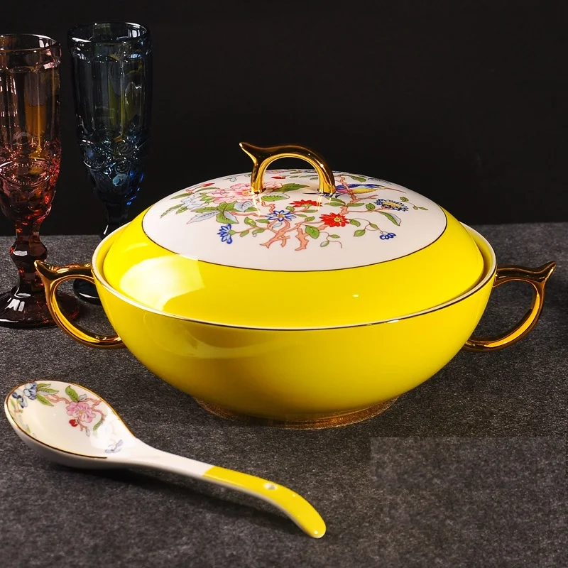Tureen Высококачественная суповая чаша столовая керамическая 2500 мл бытовая из