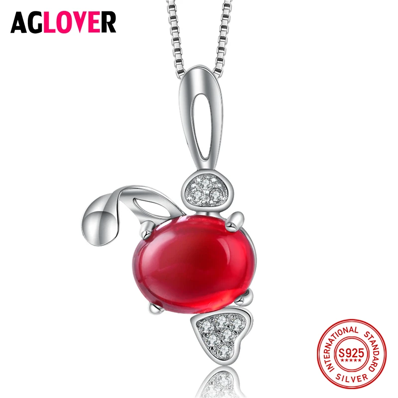 Crystal Pendant Necklace Woman 925 Sterling Silver 18 inches Box Chain Female Necklace Charm Jewelry