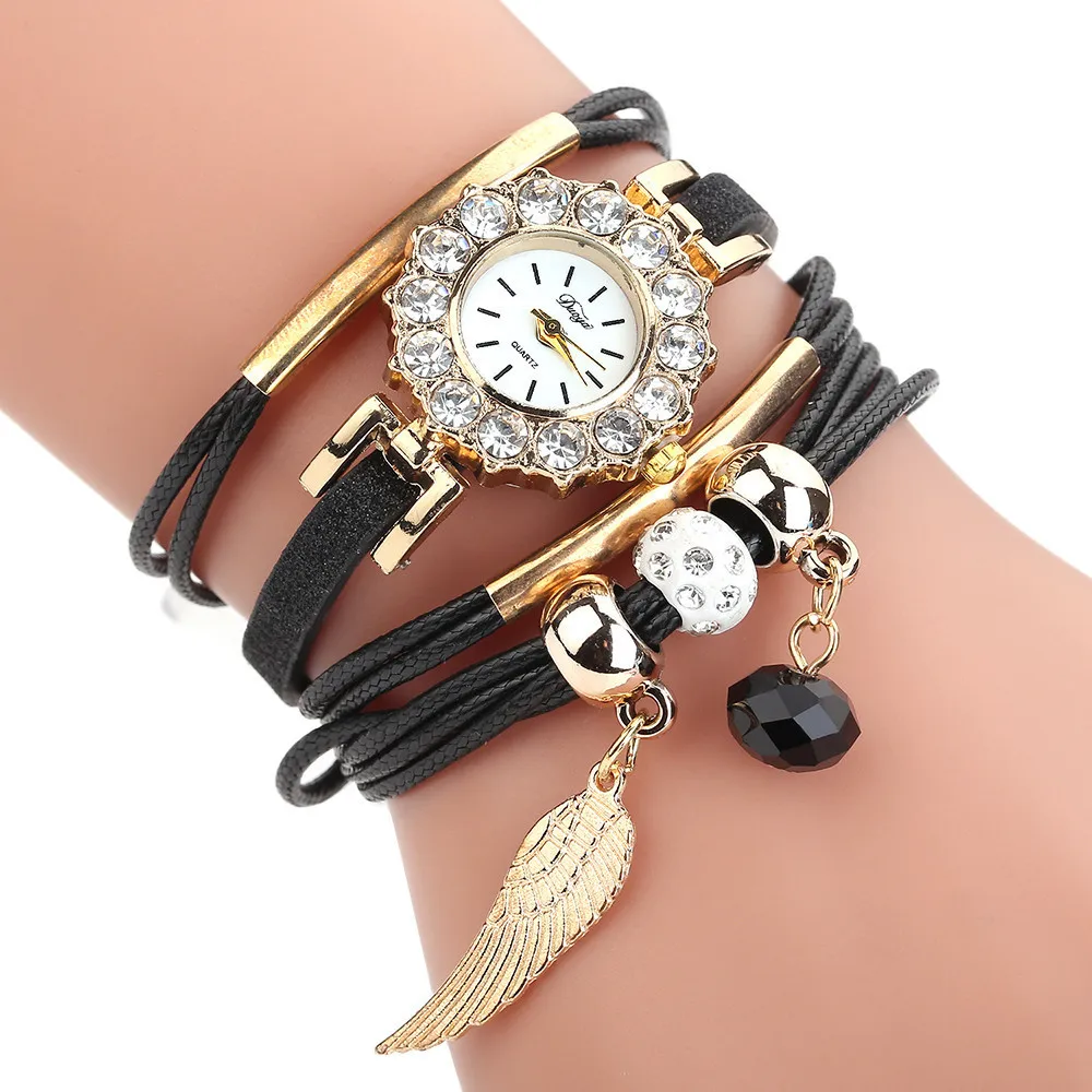 GEMIXI Women Watches Popular Quartz Watch Luxury Leather Band Bracelet Flower Gemstone Wristwatch dropship | Наручные часы