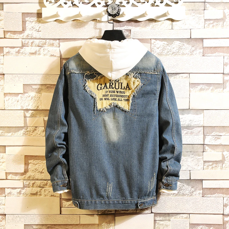 

Denim Jacket Slim Men's Fashion Patch Casual Denim Jacket Men's New Straight Cotton High Quality Blue Jacket