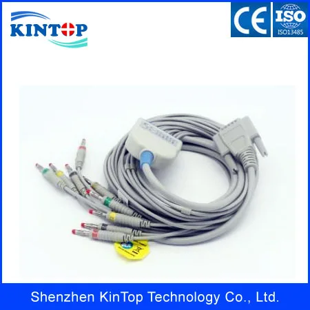 Совместимый Новый Nihon Kohden ECG/EKG кабель ECG 1250 1350 EKG leadwires 10lead Banana4.0 ends AHA| |