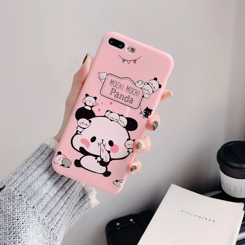 Matte Phone Case For iPhone X XS Max XR 6 6S 7 8 Plus Cute Cartoon Panda Pink Soft Silicon Iphone S Back Cover |