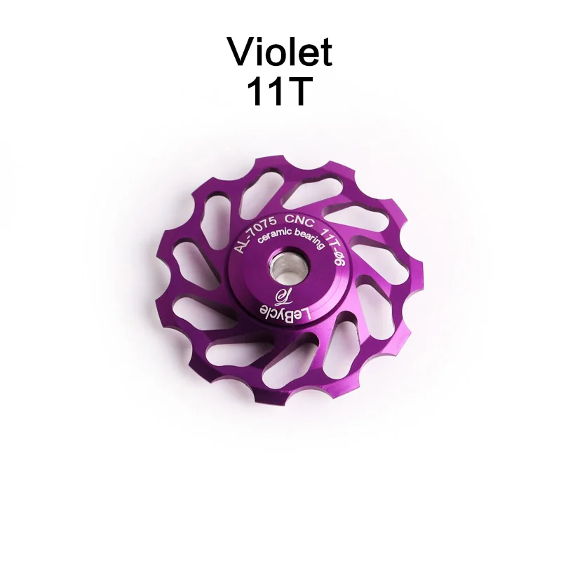 11T-purple LeBycle 11T 13T 15T MTB задний переключатель Jockey колесный керамический подшипник шкив AL7075 CNC направляющий ролик для дорожного велосипеда 4 мм 5 мм 6 - Цвет: 11T-purple