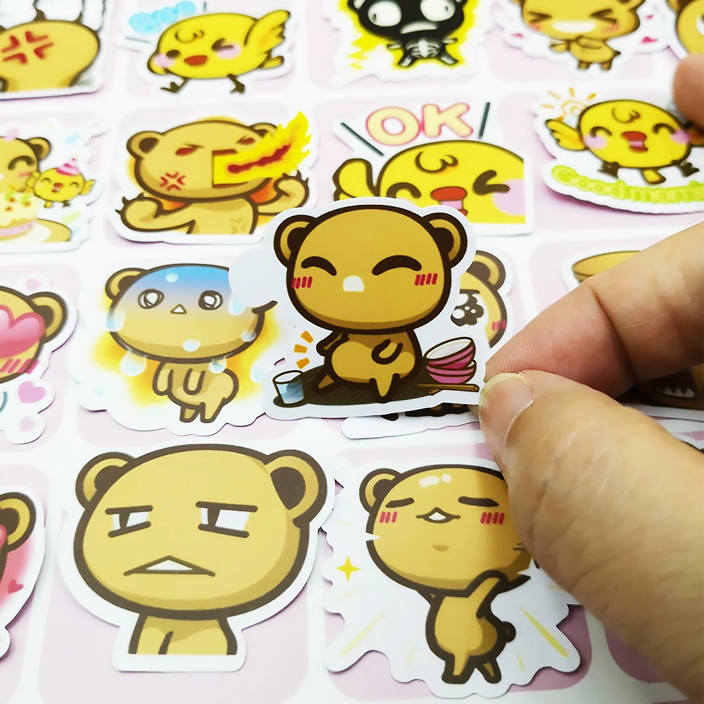

20/40pcs Cartoon Funny Bear Diary Sticker Scrapbook Decoration PVC Stationery Sticker Random Not Repeat