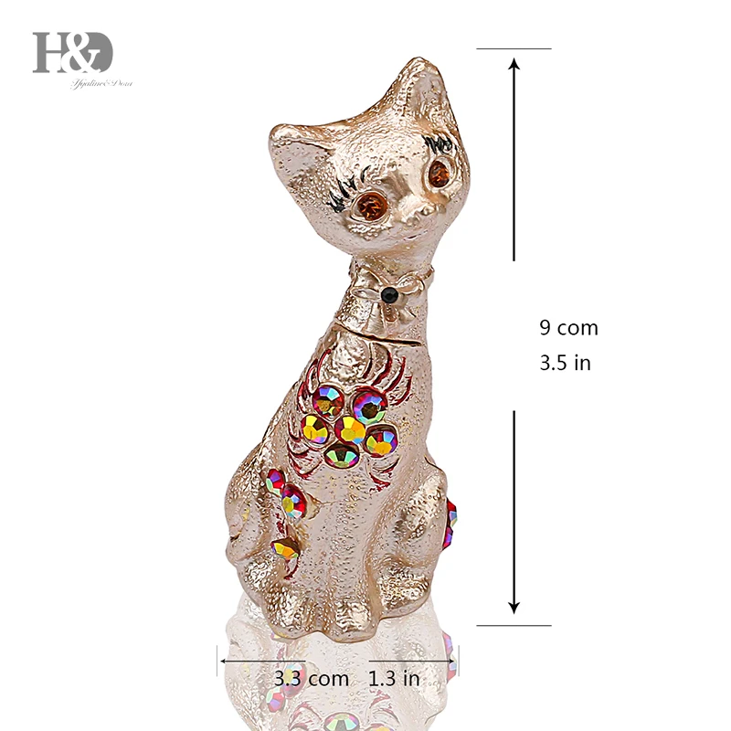 H& D кошка Оловянная Фигурка Коллекционная коробка декор с кристаллами, безделушка, коробка для таблеток, коробка для котенка подарок для семьи