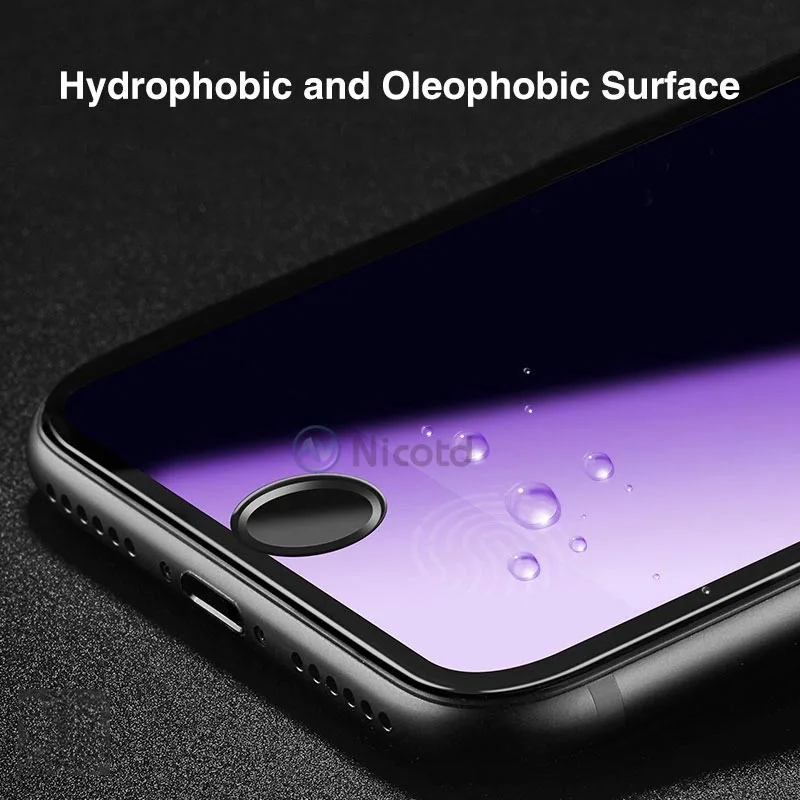 Закаленное стекло Nicotd с полным покрытием для iPhone XS X защита экрана 9D Черная