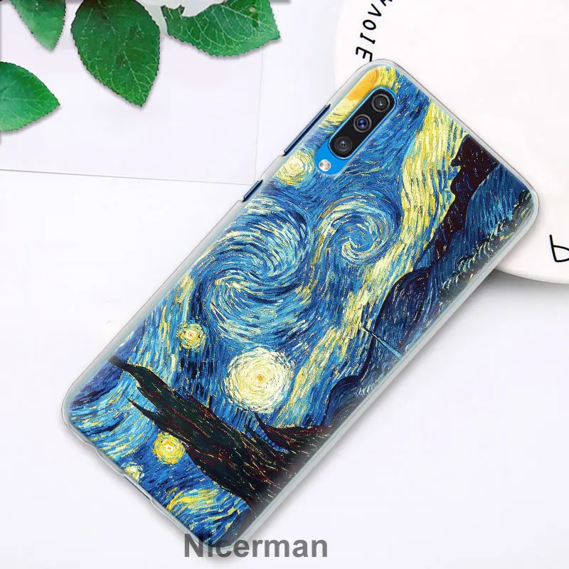В стиле звездной ночи Ван Гога чехол s крышка для samsung Galaxy A30 A50 A70 A80 M10 M30 A7 A6 A8+ A9 ПК Жесткий Чехол Для Телефона