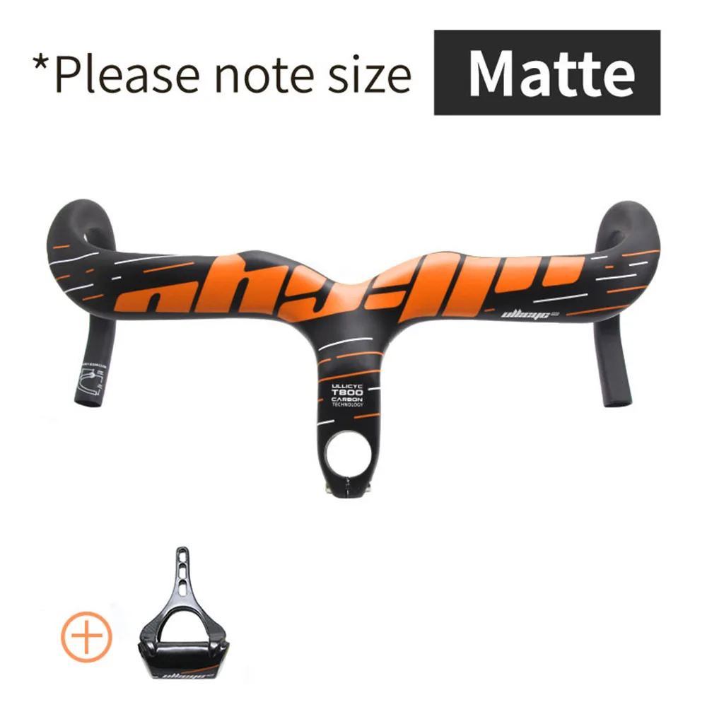 orange matte ULLICYC бренд карбоновый дорожный руль для велосипеда, шоссейный руль, Встроенная ручка, бары, карбоновый шоссейный руль со стеблем manillar YT340+ MBJ88 - Цвет: orange matte