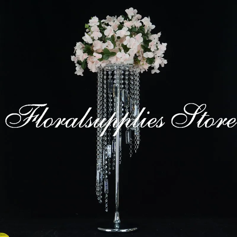 

10PCS New Design Chandelier Centerpiece For Wedding Chandelier Aisle Markers Crystal Wedding Column Flower Stand Centerpieces
