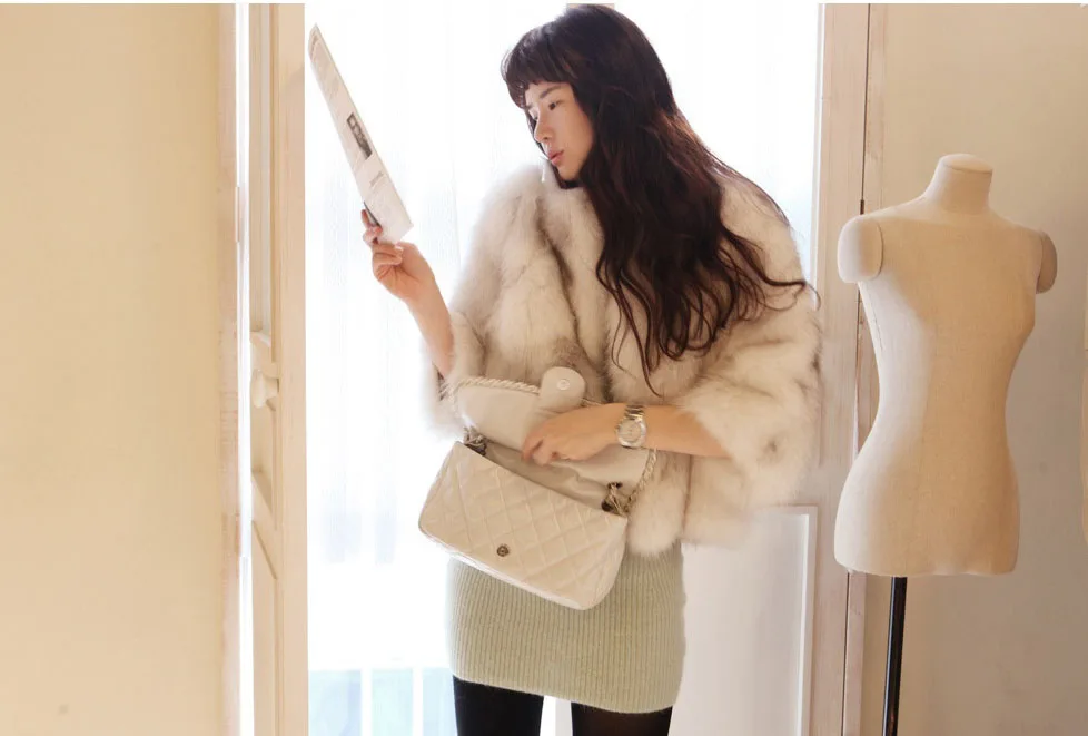 Новая черная натуральная Женская Роскошная куртка из натурального Лисьего меха