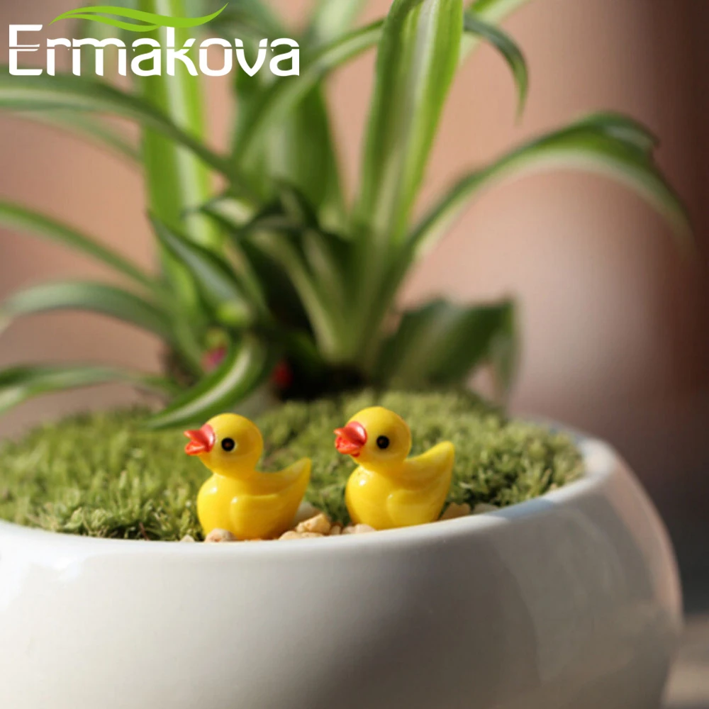 ERMAKOVA 500 шт./лот маленькая Желтая утка из Смолы миниатюрный уличный кукольный