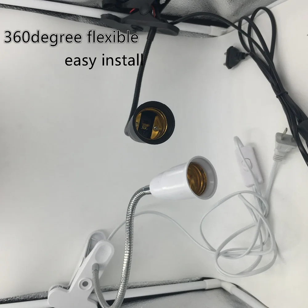

Best Seller 360 Degree Flexible Lamp Holder Clip E27 Base with On off Switch E27 base for grow light EU US Plug use as Desk Lamp