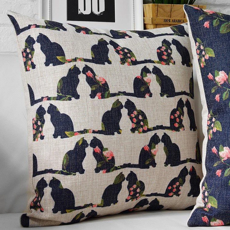 Чехол для подушки с кошкой надписью KEEP CALM AND LOVE CATS Подушка дома и автомобиля