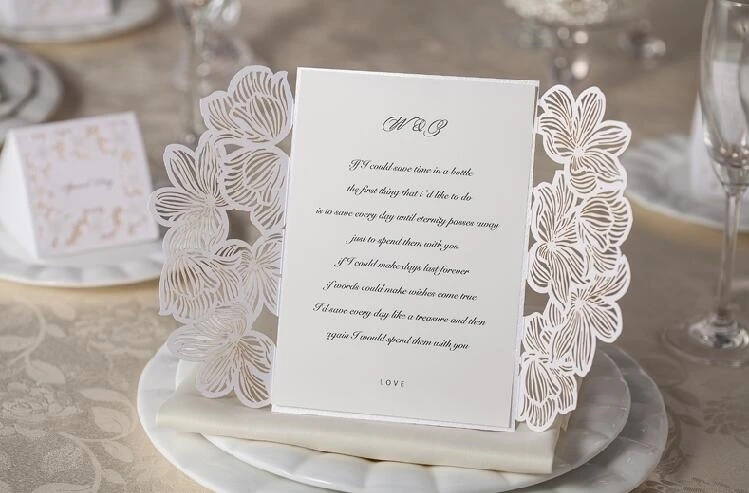 Customized White Laser Cut Floral Wedding Party Invitation Card Classic Engagement Invitations 95PCS Express Shipping | Дом и сад