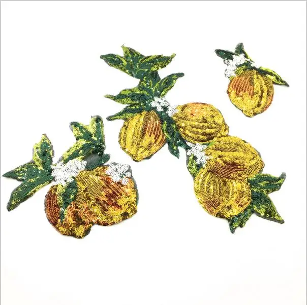 Набор из 3 нашивок с блестками бусинами искусственными фруктами аппликация