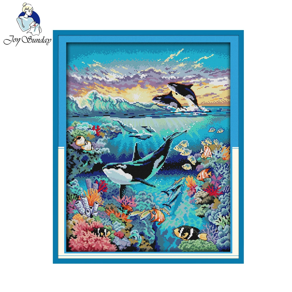 Joy Sunday подводный мир с животными подсчитанный вышивка крестом|joy sunday|counted cross